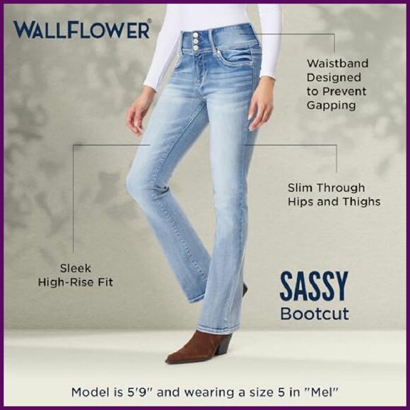 High Rise Bootcut Jeans, 60% Stretch Denim, 32" Inseam, Size 0-17 - Picture 5 of 8